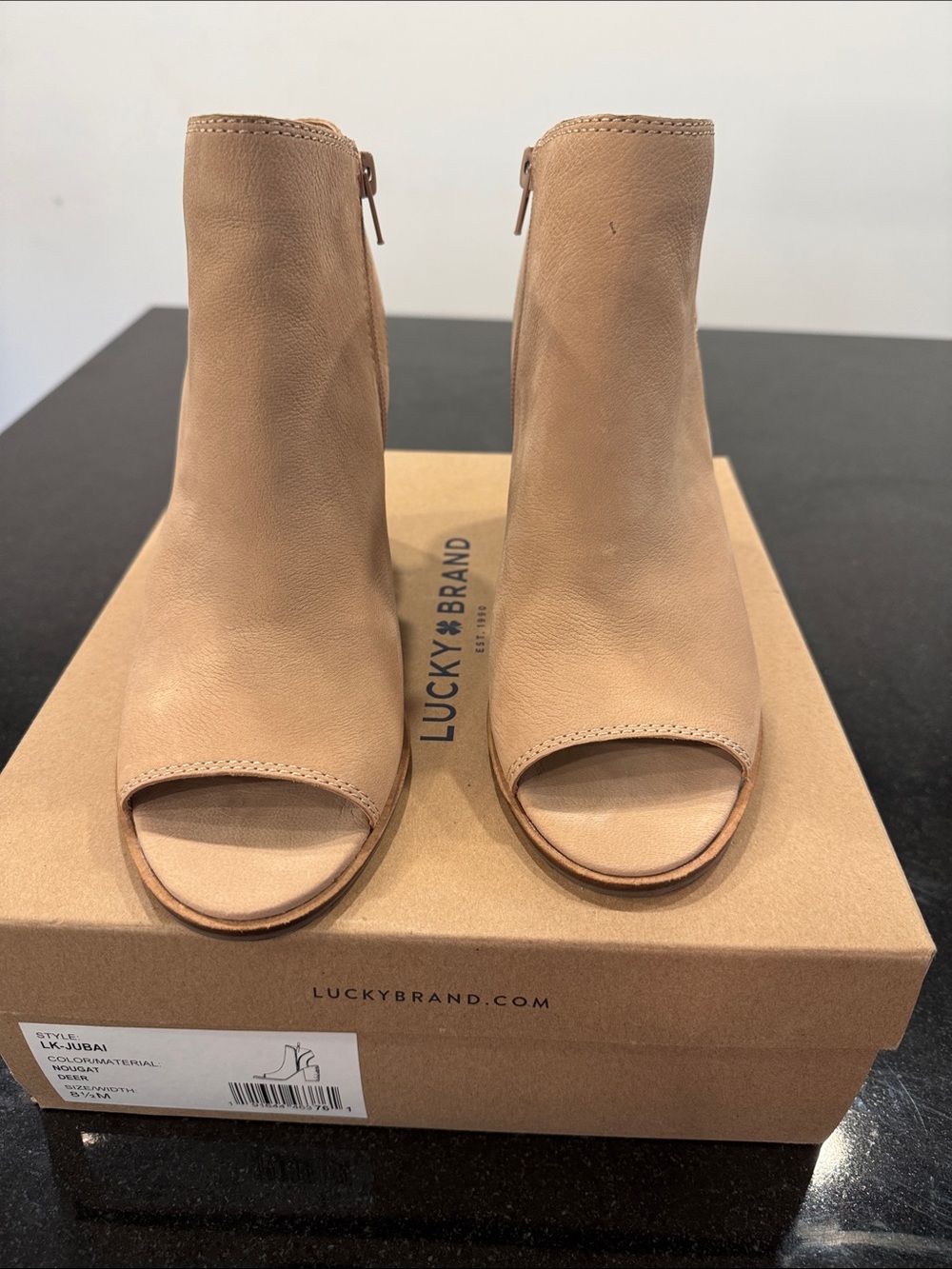 Lucky Brand Tan Open-Toe Slingback Block Heel Mules